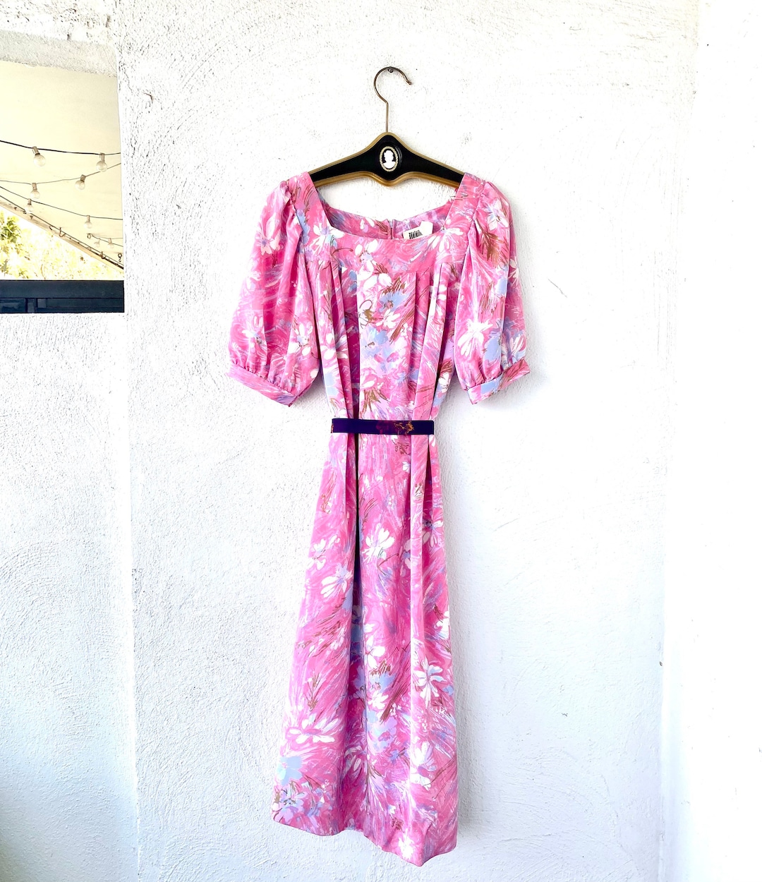Vintage 70s Hawaiian Muumuu Prairie Folk Peasant Pink Dress Hawaii ...