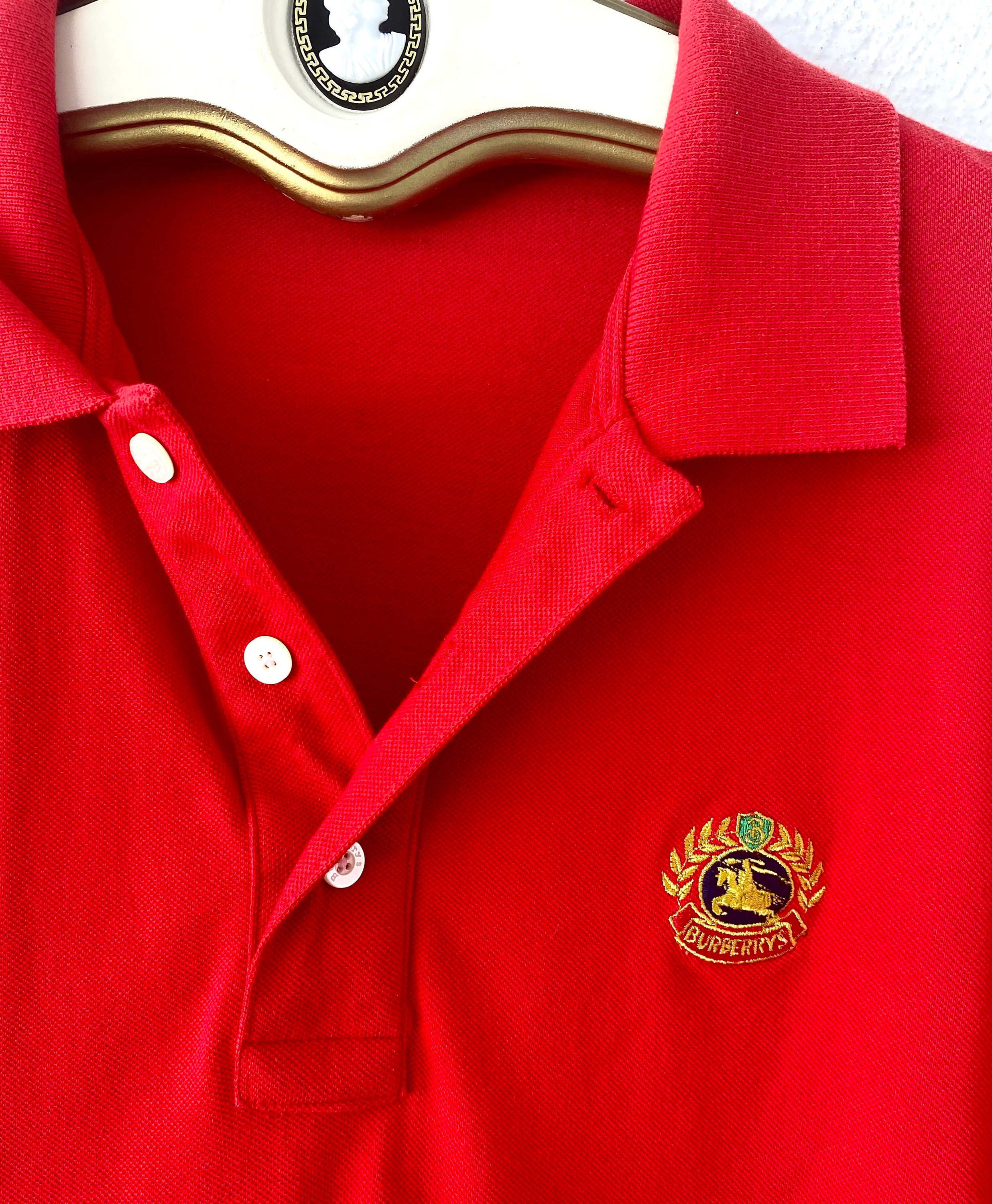 【BURBERRY】1990s Embroidery L/S PoloShirt Vintage 90s Thomas Burberry Collar Polos Tee Embroidery Logo