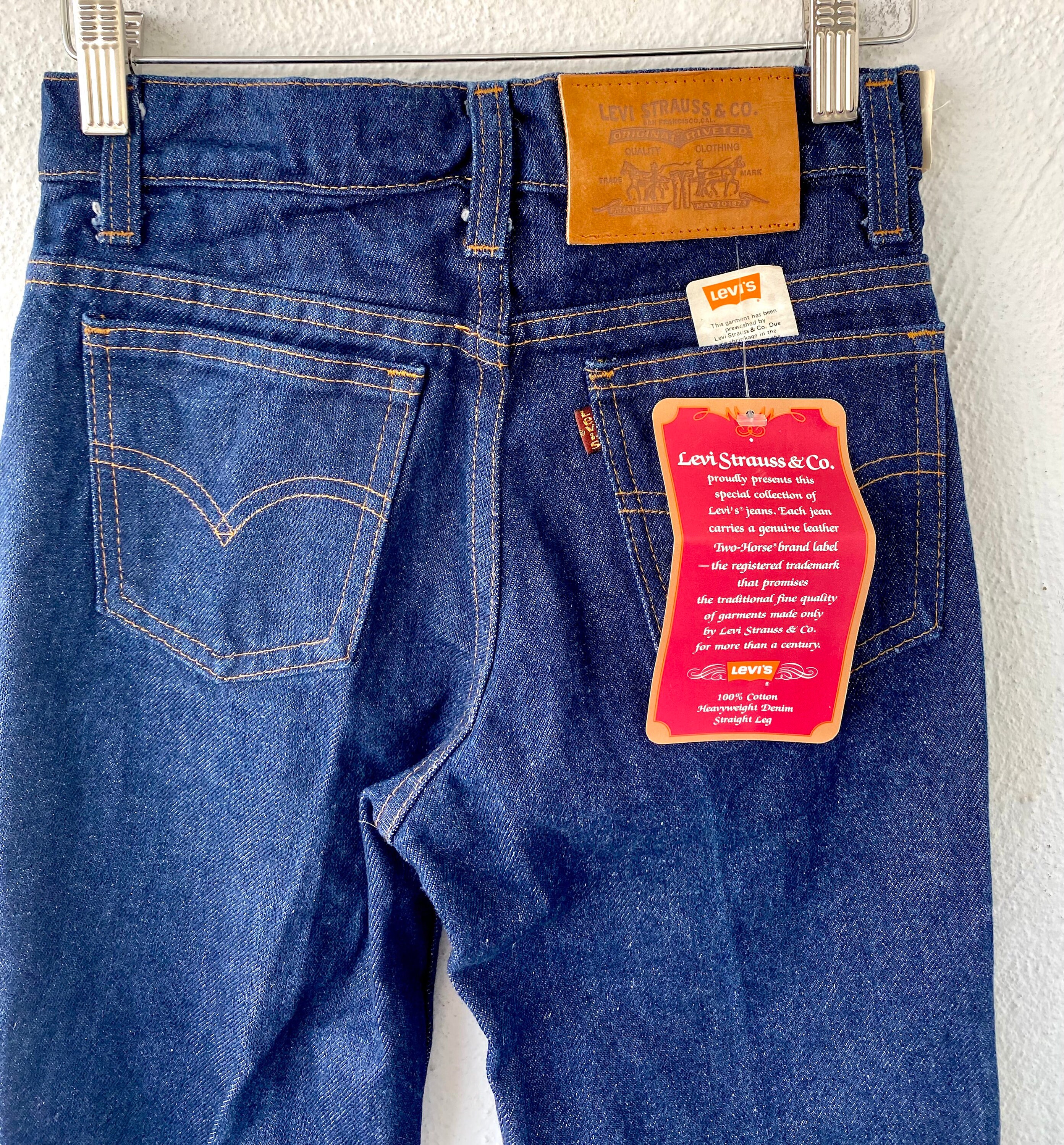 Buy Vintage Levi's Jeans 80s Dark Raw Denim Pants With Leather