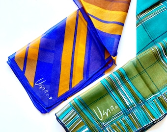 【よつぼし★様リクエスト】664 Vera Neumann プレート 3枚 Vintage Scarf by Vera Neumann, Pure Silk, Handrolled, Made