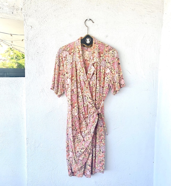 Vintage 80s 90s Pink Floral Romper