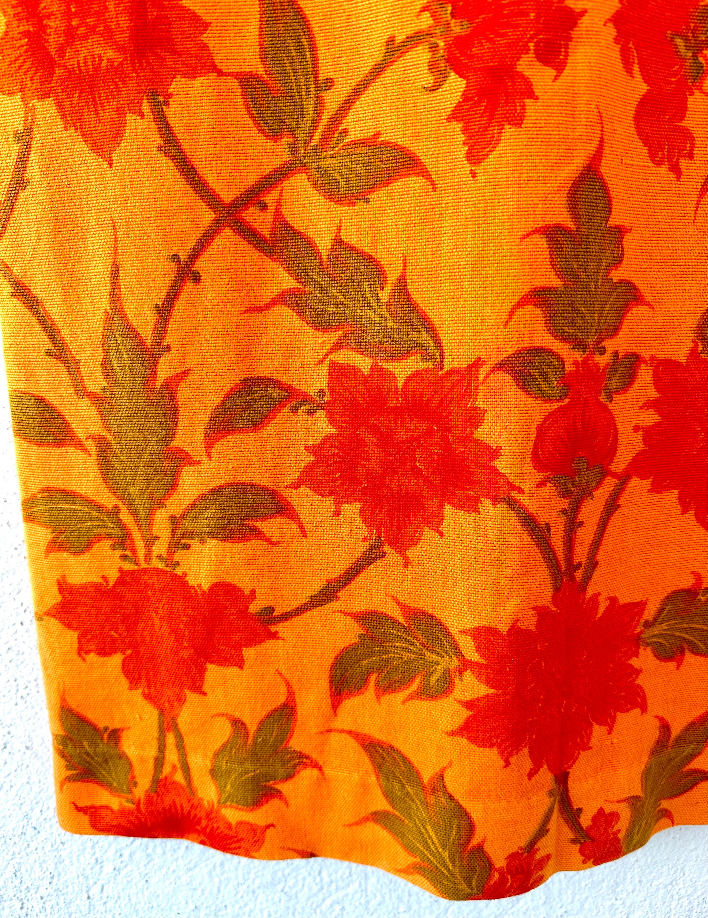 Vintage 60s 70s Hawaiian Dress Bright Orange Sheath Floral Hawaii Tank ...