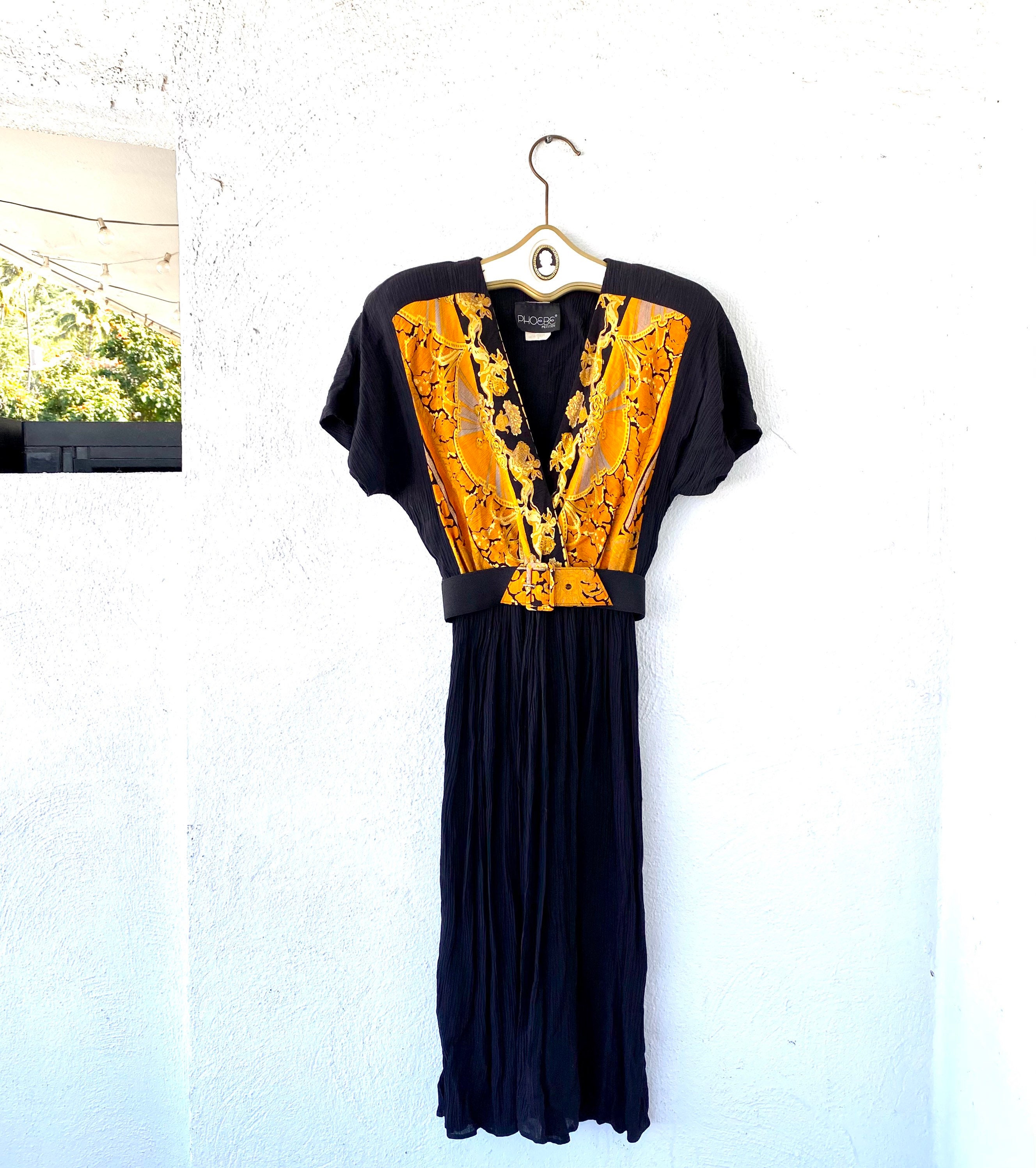 Versace Black and Gold Dress - Etsy Versace Black and Gold Dress - Etsy