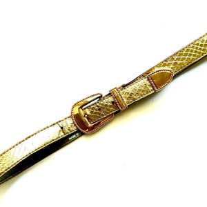 Vintage 80s Metallic Leather Gold Belt 1980s Cowboy Glam Southwestern Belt