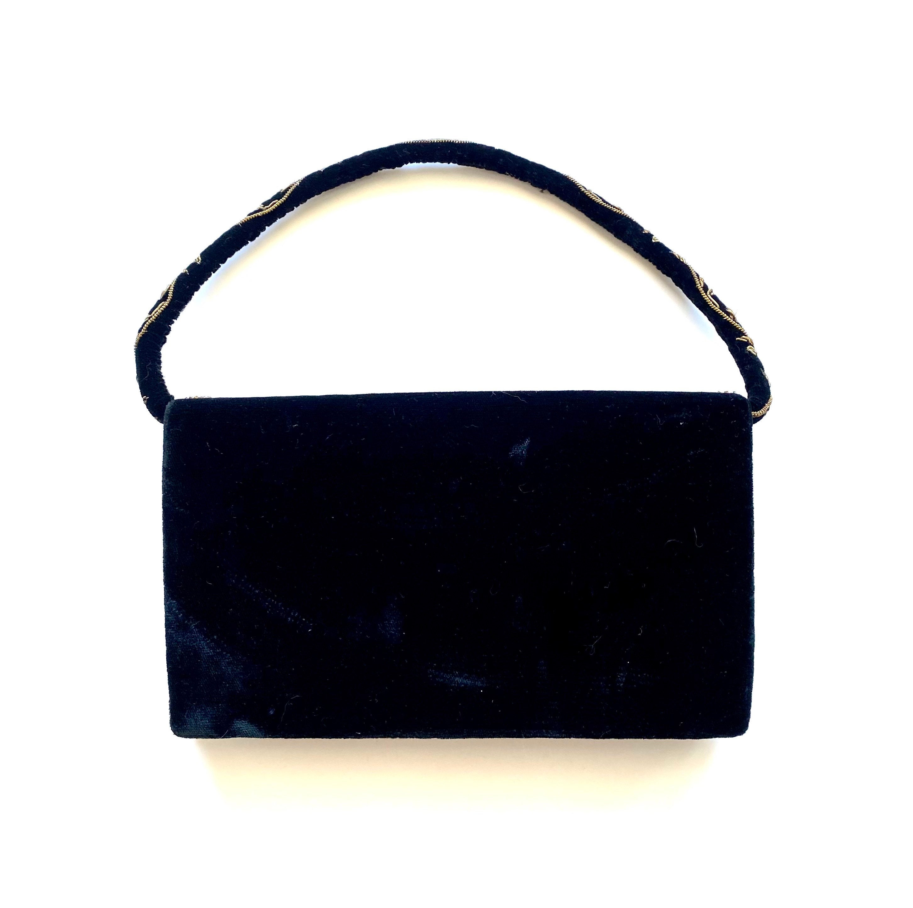 Vintage Zardozi Metallic Embroidery Velvet Handbag Hippie