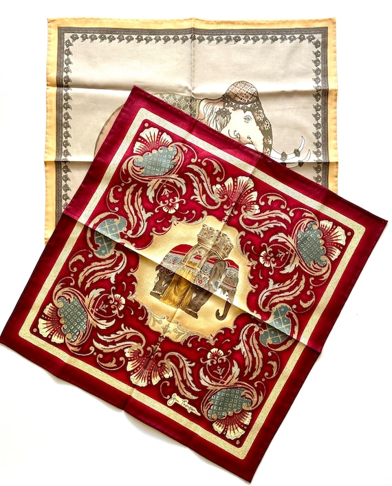 Vintage Jim Thompson Elephant Napkin Square Scarf - image 3