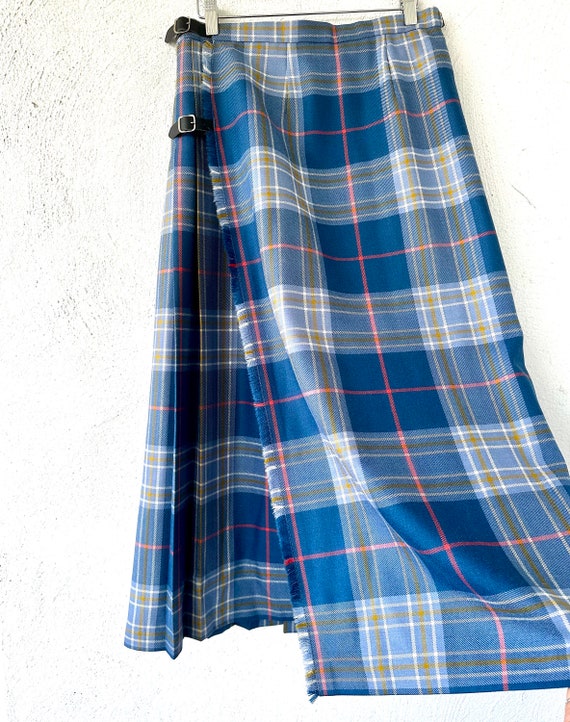 Vintage Scottish Kilt Plaid Pleated Wool Skirt - image 3
