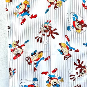 Vintage 90s Taz Baseball Fabric 1990s Tasmanian Devil Warner Bros Pin Striped