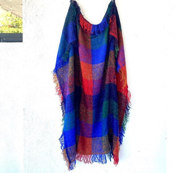 Vintage 60s Plaid Fringe Scarf Checkered Winter W… - image 6