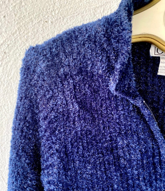Vintage 90s Y2k Sparkly Fuzzy Soft Collared Pullo… - image 6