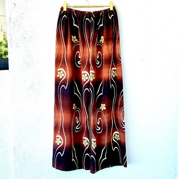 Vintage 90s Tropical Hawaiian Palazzo Pants Wide … - image 2