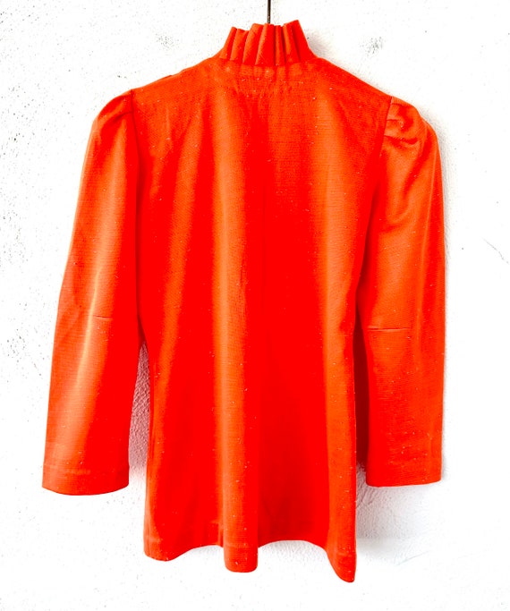 Vintage 70s Victorian Revival Orange Jacket Ruffl… - image 6