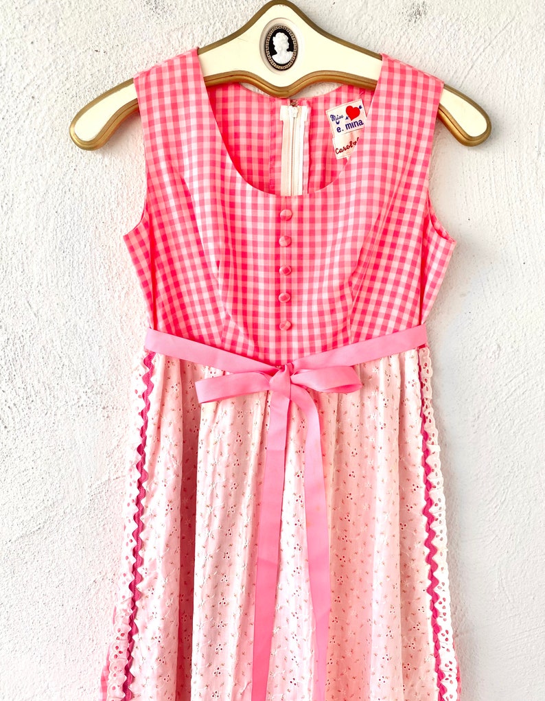 Vintage 60s Gingham Apron Dress: Pink Hawaiian Muumuu, Eyelet Lace - Etsy