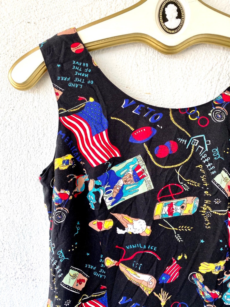 Vintage 80s 90s Vote Election Day Uncle Sam American Patriotic Veto Political Graphic Kitsch Dress