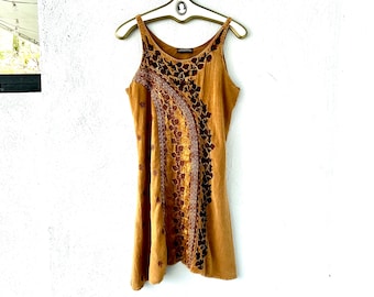 Vintage 90s Boho Embroidered Hippie Dress 1990s Indian Gauze Dress