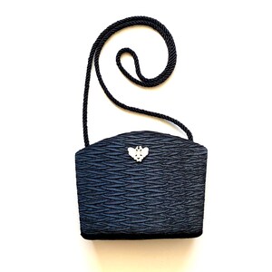 Vintage 90s Butterfly Jade Shoulder Bag Crinkled Shiny Black Purse