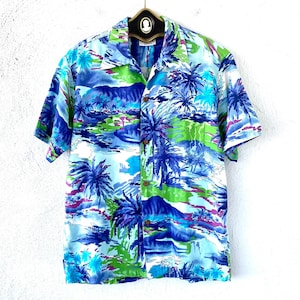 Vintage 50s Hawaiian Aloha Shirt: Tropical Coconut Button Up