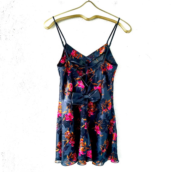 Vintage 80s 90s Bias Cut Slip Dress Floral Strapp… - image 8