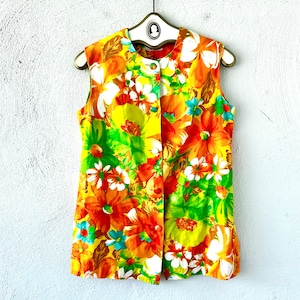 Vintage 60s 70s Hawaiian Shirt Bright Floral Hawaii 1960s 1970s Top Jacket