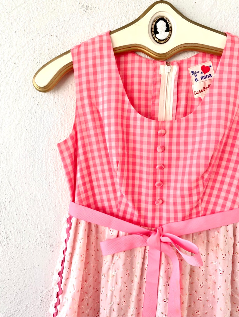 Vintage 60s Gingham Apron Dress: Pink Hawaiian Muumuu, Eyelet Lace - Etsy