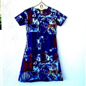 Vintage 60s 70s Mod Bright Floral Dress Hawaii Short Muumuu