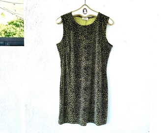 Vintage 90s Fuzzy Animal Print Dress 1990s Leopard Spots Mob Wife
