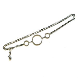 Vintage 80s 90s Glam Rhinestone Belt Diamond Silver Metallic Chain Necklace Belt