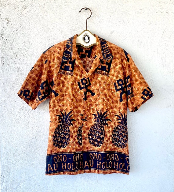 Vintage 50s 60s Hawaii Aloha Shirt // Tiki Pineapp