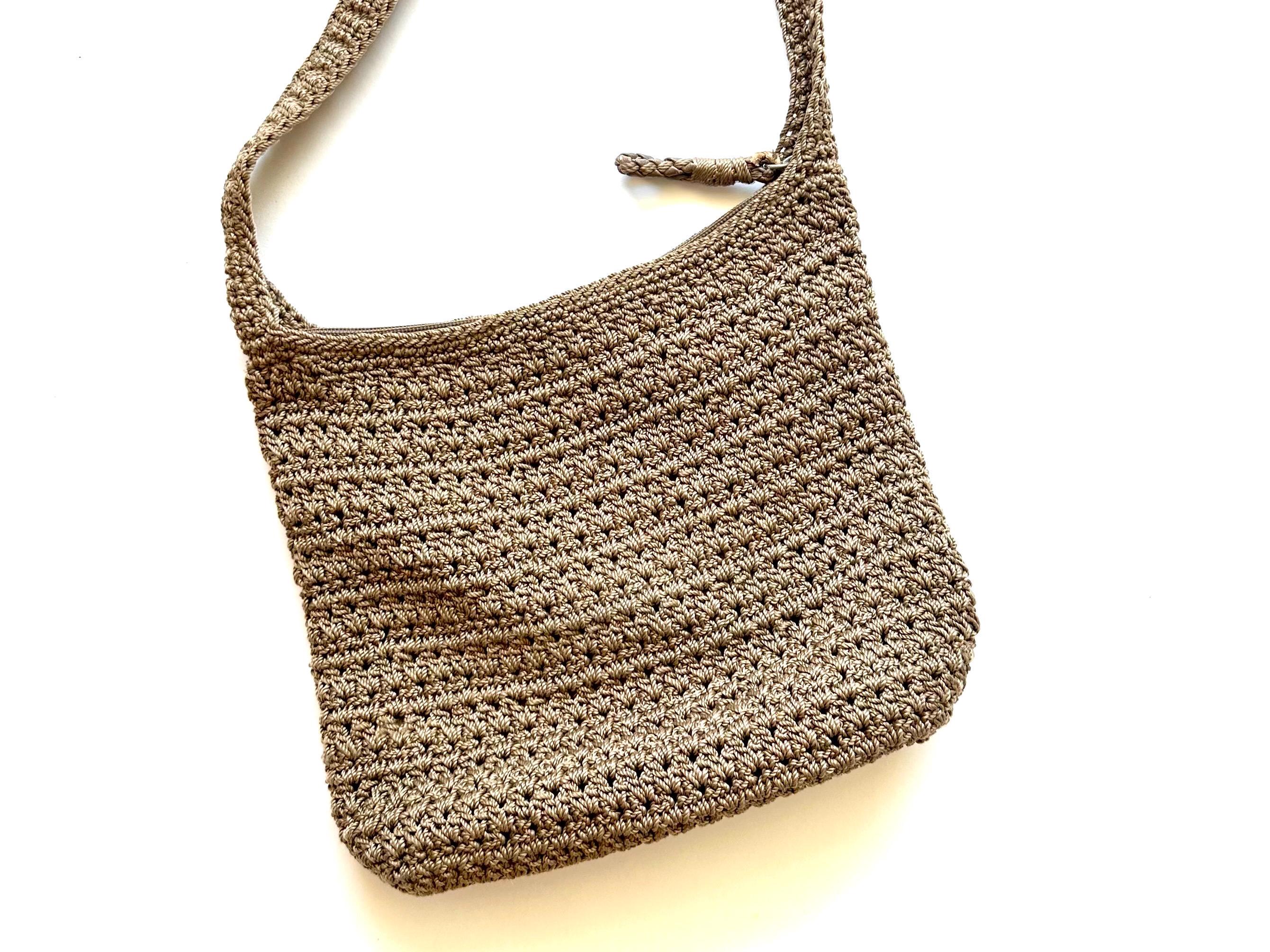 Vintage 90s Y2K Crochet Shoulder Bag Boho 1990s Minimalist Saks