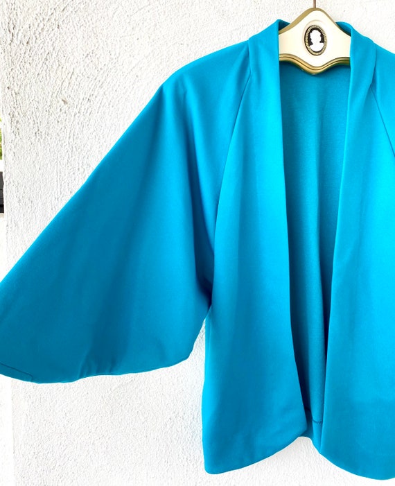 Vintage 70s 80s Kimono Cardigan // Mint Green Blu… - image 5