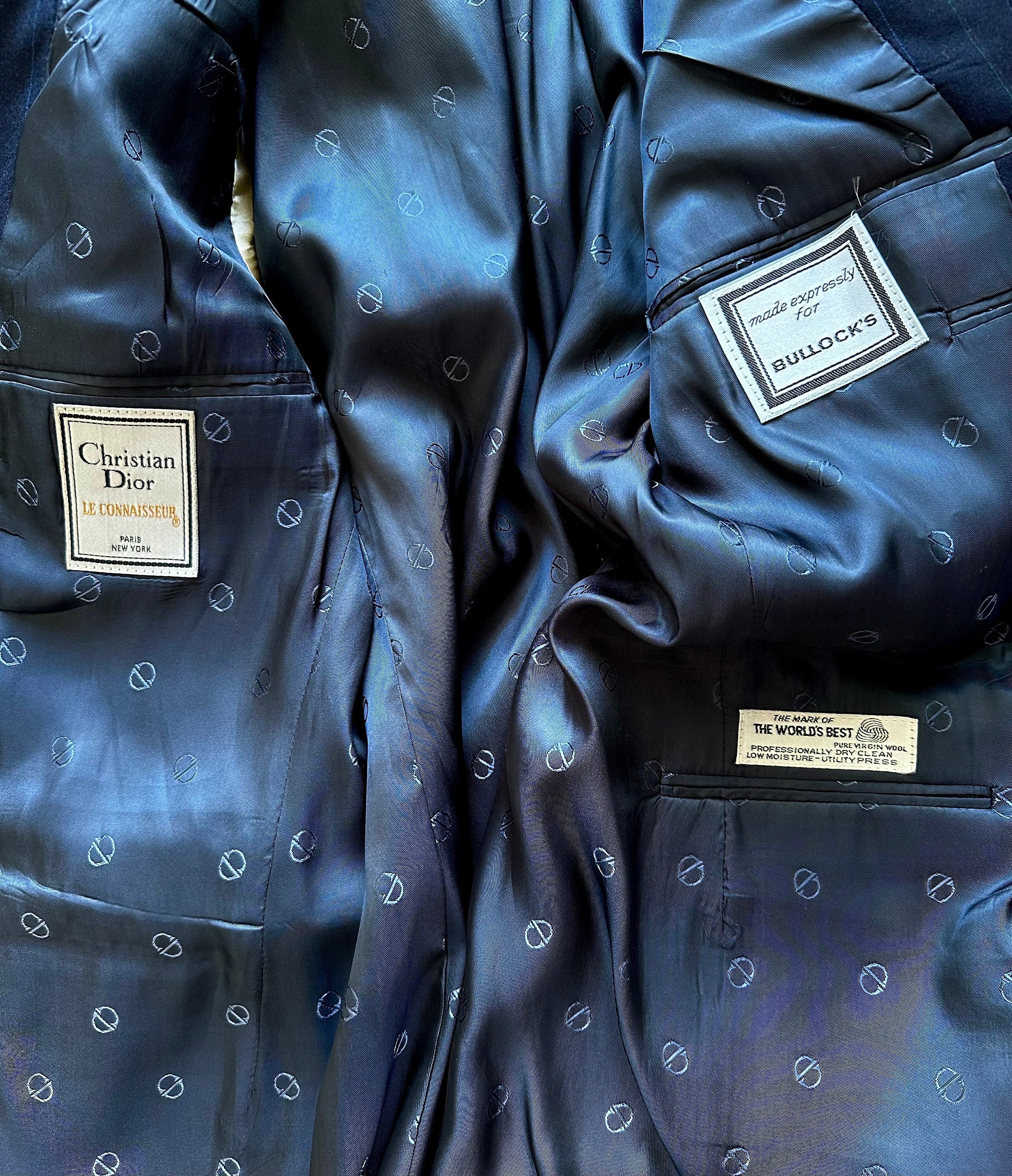 Vintage Christian Dior Le Connaisseur Suit Jacket Blue Wool Vintage Christian Dior Le Connaisseur Suit Jacket Blue Wool