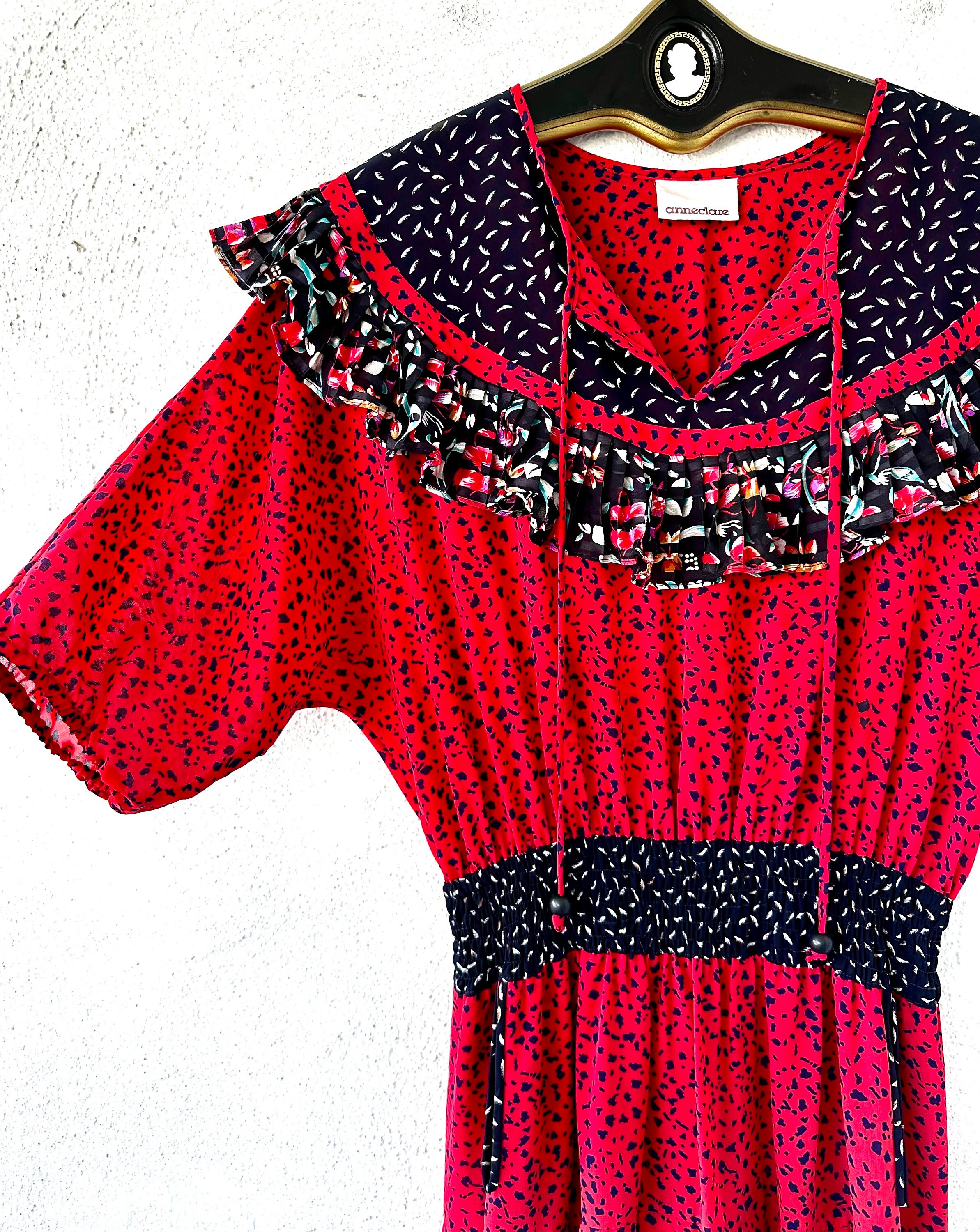 80s Ruffles Vintage 80s Ruffle Dress: Pink Pleated Polyester Diane Fréis Style - Etsy