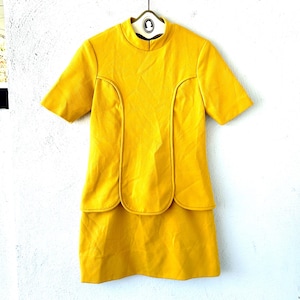 Vintage 60s Mod Yellow Dress 1960s Scooter Dress