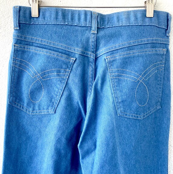 Vintage 70s Bell Bottom Denim Light Wash Jeans - image 6