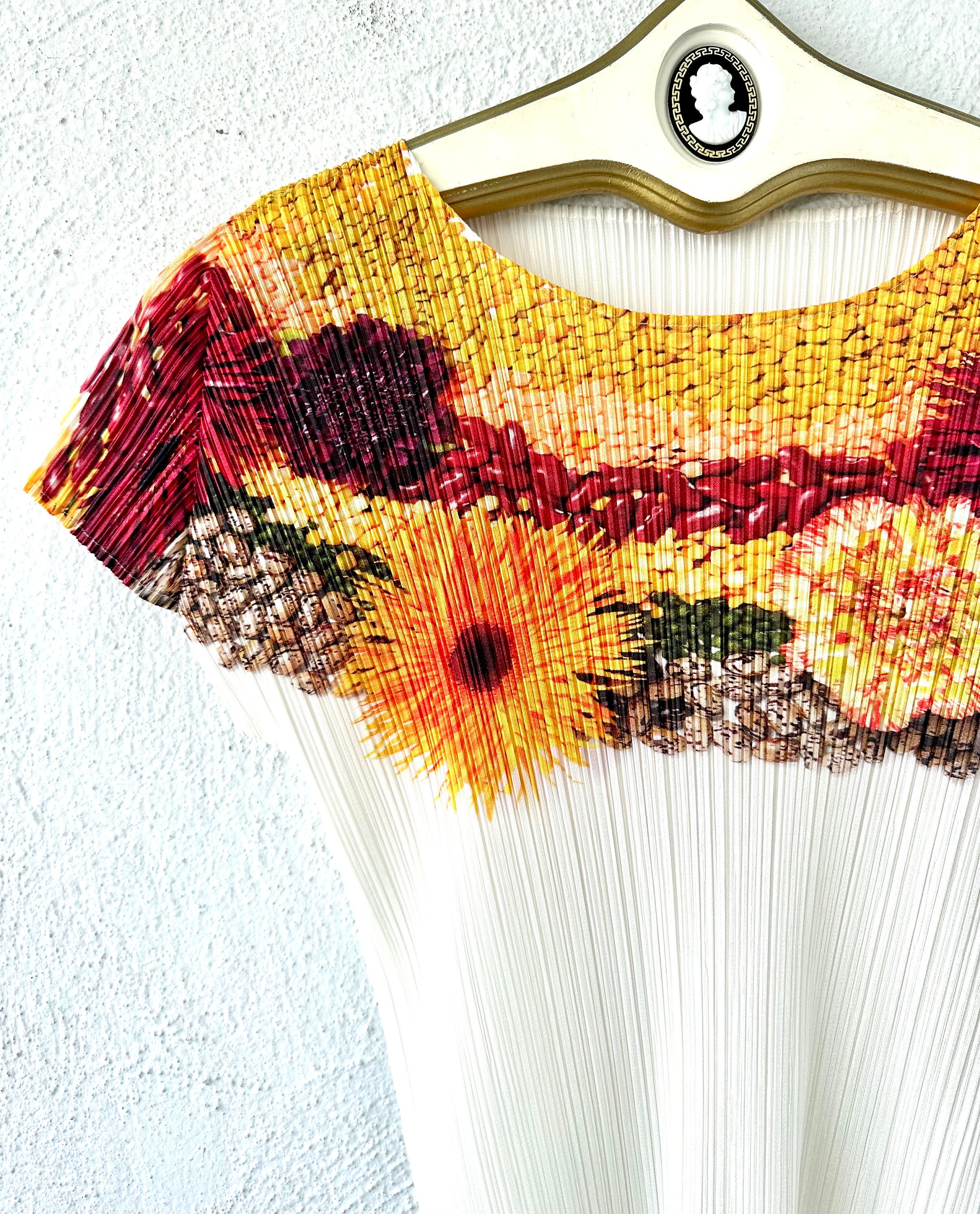 Vintage Issey Miyake Pleats Please Top // Y2k Boho Floral