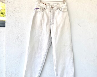 Vintage Mr Lee 80s Mom Jeans High Waisted White Bleached Denim