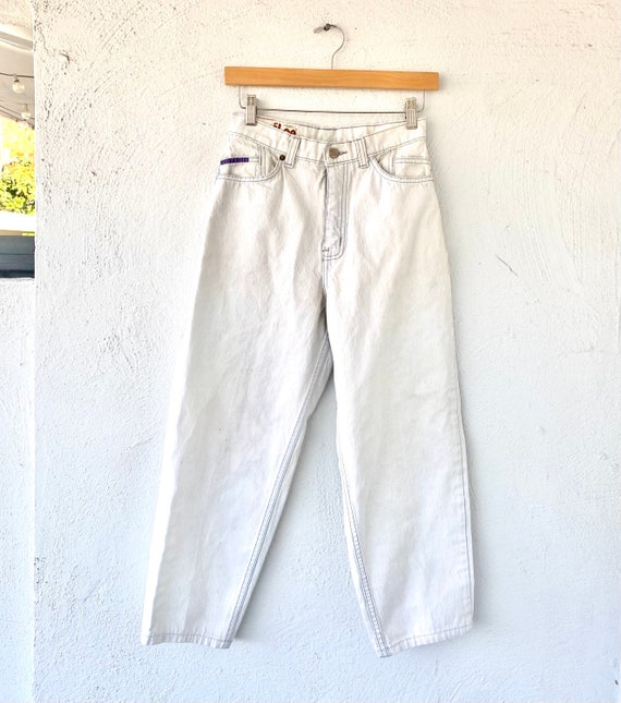 Vintage Mr Lee 80s Mom Jeans High Waisted White Bl