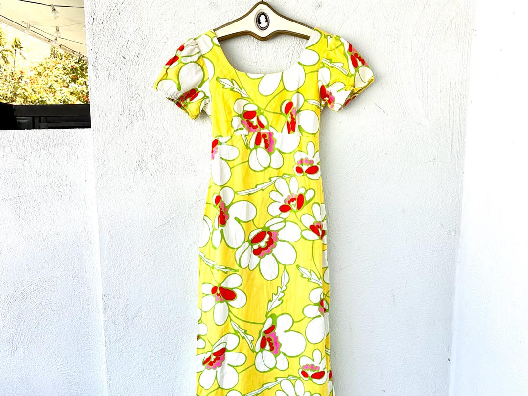 Vintage 60s 70s Hawaiian Psychedelic Flower Power Dress 1960s 1970s ...