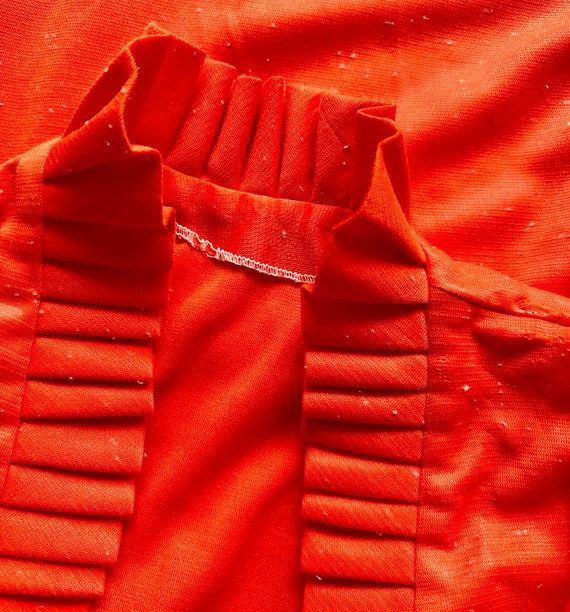 Vintage 70s Victorian Revival Orange Jacket Ruffl… - image 7