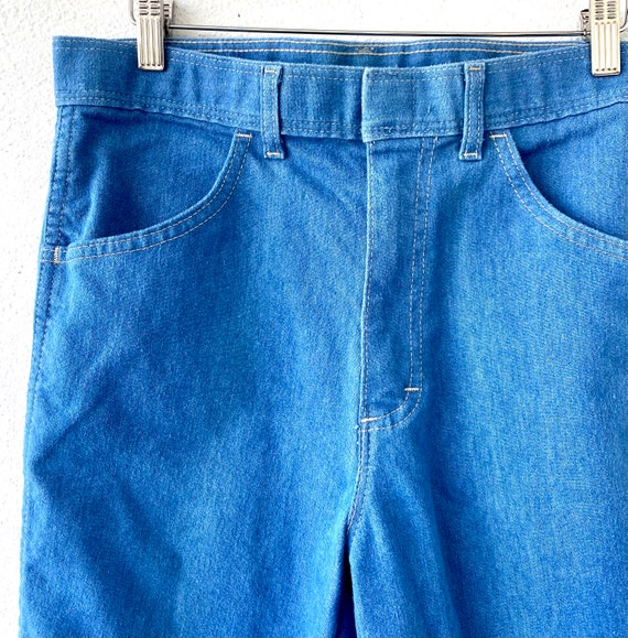 Vintage 70s Bell Bottom Denim Light Wash Jeans - image 4
