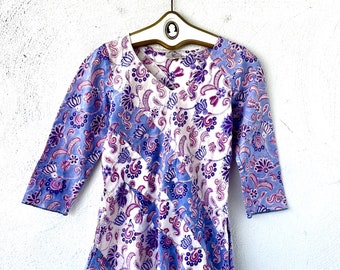 Vintage 90er Jahre Indianer Blümchen Hemd: Boho Hippie Langarm Top