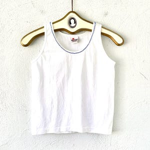 Vintage 90s Y2K Beaded Collar White Tank Top