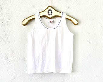 Vintage 90s Y2K Beaded Collar White Tank Top