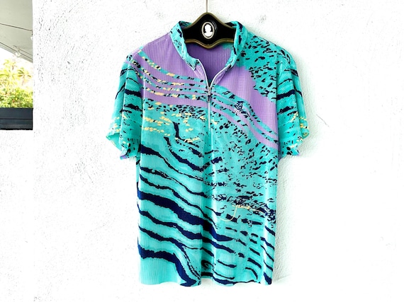 USA 90s 00s プリーツ pleats シャツ ヴィンテージ アメリカ 古着 90~00年代 BAYSIDE プリントTシャツ USA製 メンズL相当