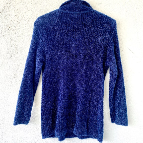 Vintage 90s Y2k Sparkly Fuzzy Soft Collared Pullo… - image 7