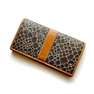 Vintage Nina Ricci Bifold Cartera de cuero 1970s 1980s Diseñador Marrón Bolso grande