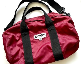 Vintage Outdoor Duffel Bag // Gym Workout Travel Shoulder Bag Red Black Day Bag