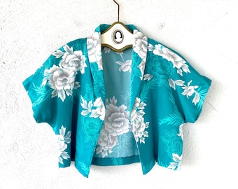 Vintage des années 60 et 70 hawaïen cropped top hawaïen veste florale boléro