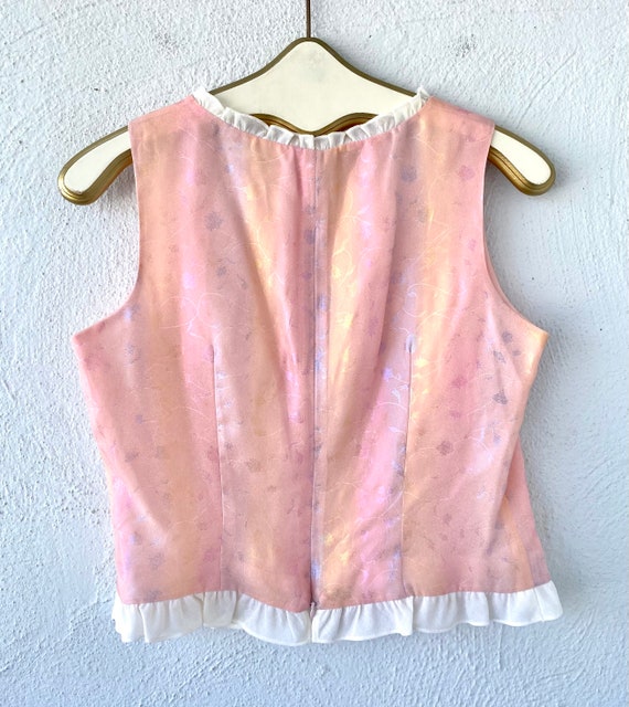 Vintage 80s 90s Club Kid Pink Rainbow Iridescent … - image 9