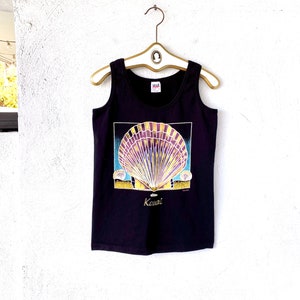 Vintage 80er 90er Jahre Hawaiian Sunrise Shell Hawaii Travel Tank Top Schwarz Tshirt